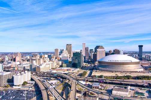 Panorama van New Orleans met Caesars Superdome